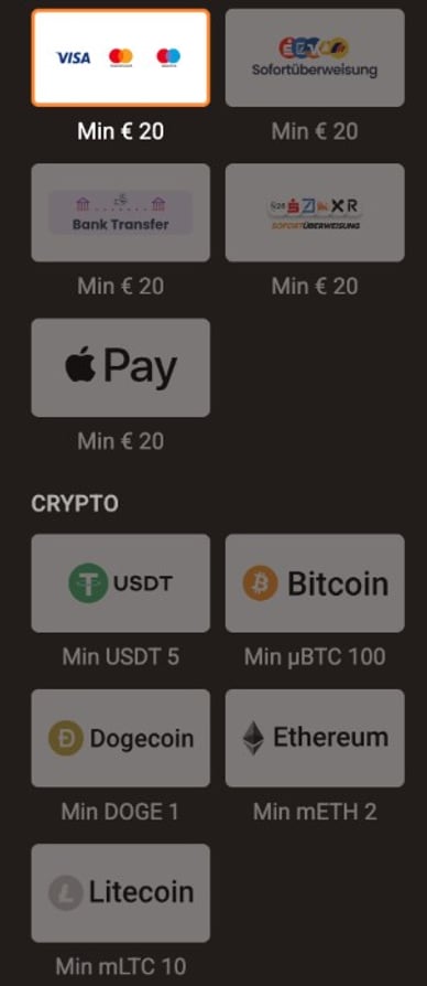 Einzahlung im Casino Slotlair Casino Deposit