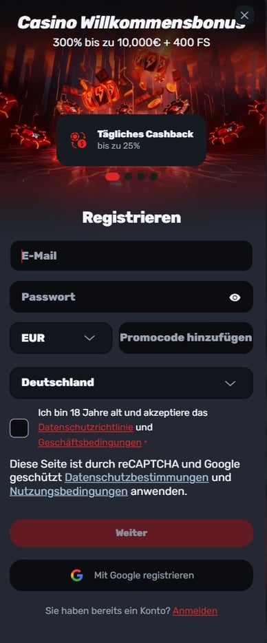 Anmeldung Casino Registrierung Red Racer Casino