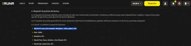 Perché il poker sblocca il bonus molto più lentamente delle slot Tabella del contributo dei giochi al wagering con la riga del poker evidenziata