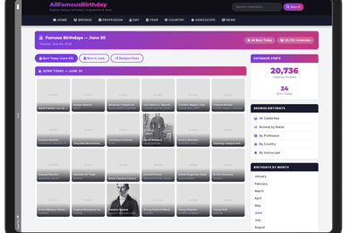 AllFamous: Inside the Celebrity Birthday Database