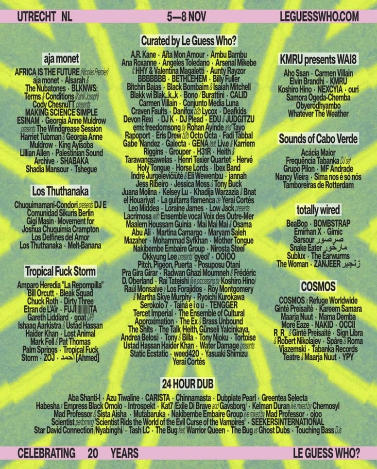 Le Guess Who?: lineup, adres, blokkenschema, dates, logo